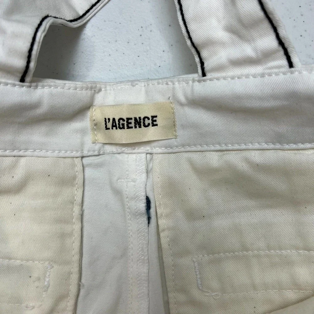 L'Agence Womens White Jeans 25 Suspenders Straight High Rise - Picture 7 of 12
